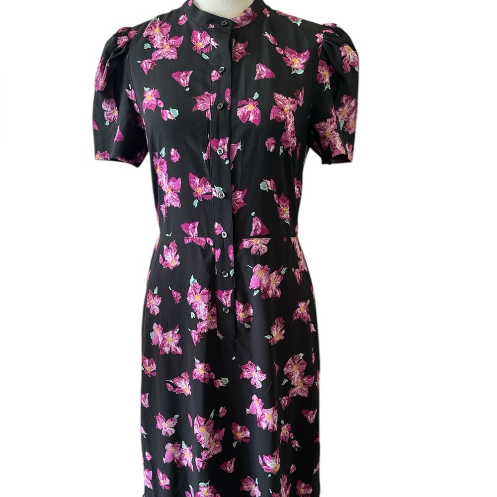 A.L.C. Floral Black and Pink Dress Silk Size 2